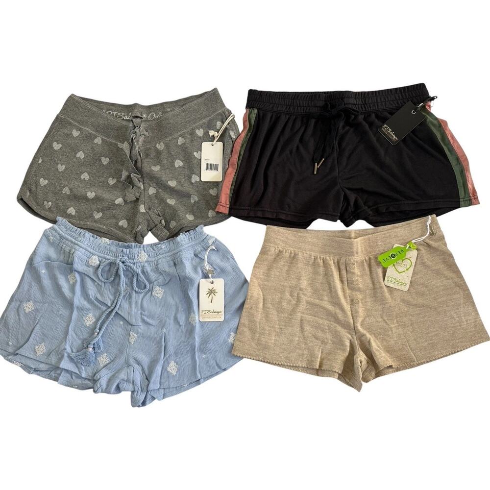 NWT PJ Salvage Small LOT Of 4 Lounge Pajama Shorts Gray Blue Black SOFT #6830